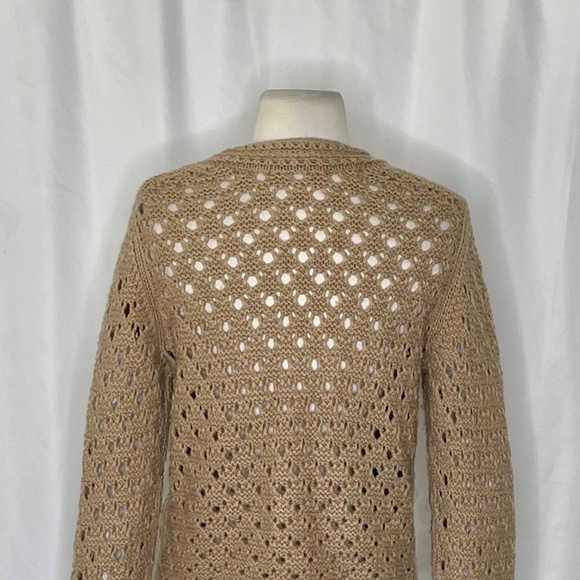 VINCE Crochet Cardigan Sweater Cashmere Wool Amber Light Cropped Knitwear Small - Picture 10 of 15